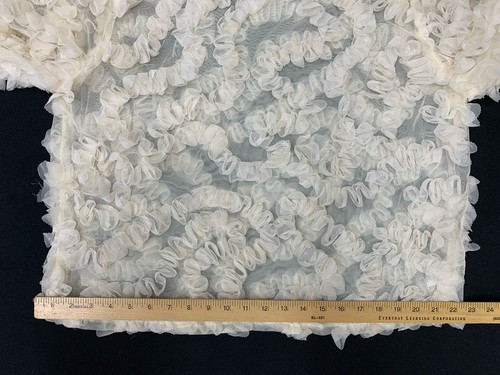 Wicked Majesty Textured Blouse Size Large Ivory Puffy Ruffles Sheer Whimsy Boho - Picture 8 of 12