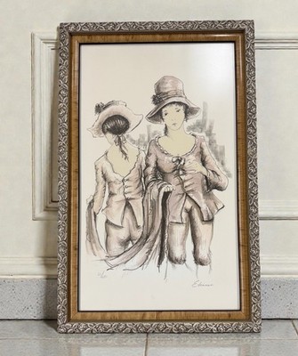 Signed Etinnen Original Lithograph,  Two Sisters 22/250 with COA, 14 x22 