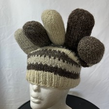 Hand Knitted 100 Wool Beanie Glove Hat Lined Made in Nepal