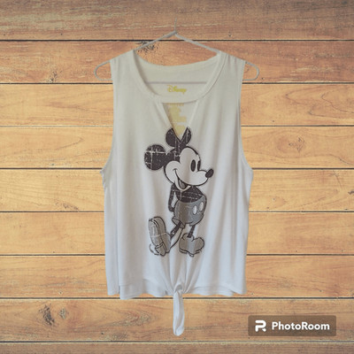 Disney White Crop Top Featuring Mickey Mouse  Size L   NWOT