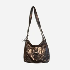 Coach Dillan Hobo Shoulder Bag Metallic Brown Stitch Lrg Leather Crossbody 15435