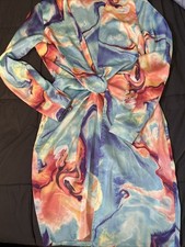 Fashion Nova Women's Blue/orange Combo Mini Dress Size XS