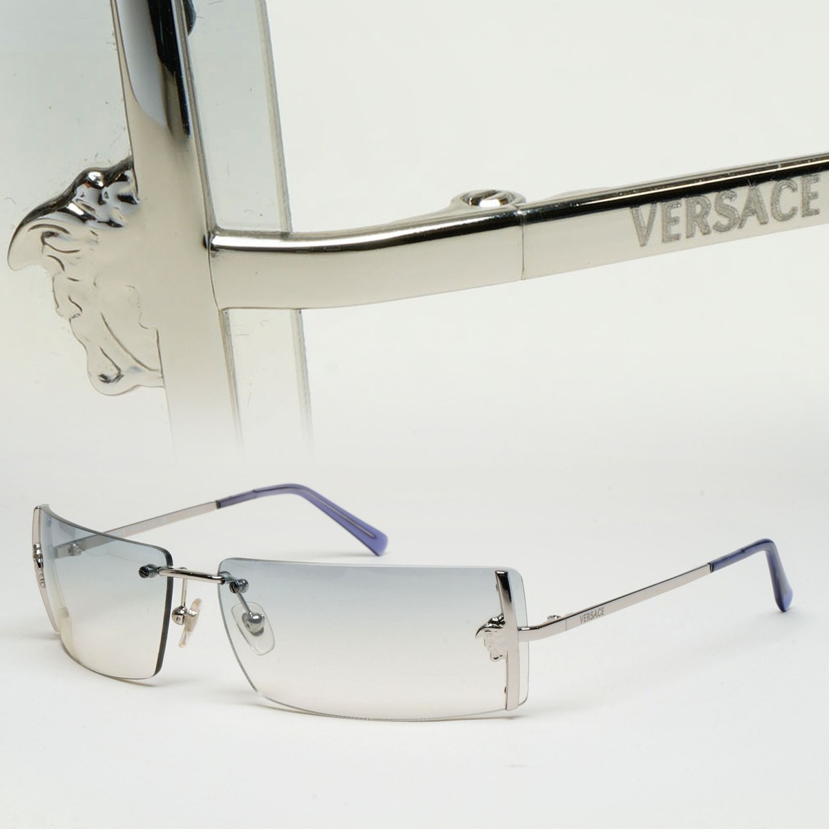 Versace Sunglasses 2004 Vintage Rimless Silver MOD N29 26M/543