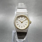 Seiko Watch Women 17mm Silver Dial Two Tone Round 5420-0129 New Battery Vintage