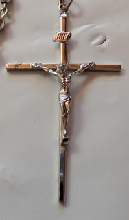 VINTAGE "THE PIETA ROSARY " STERLING SILVER 16 inches long total weight 14.75gr