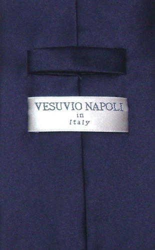 Corbata para el cuello Vesuvio Napoli color AZUL MARINO liso para hombre - Imagen 2 de 2