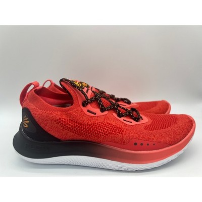 Under Armour Curry Flow Go Coral Red Black 3023814-604 Men's Size 7