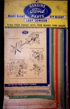 Original Vintage 1946 FORD Auto Parts hang Chart Service Station Mechanic Garage