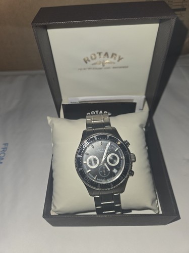 Rotary Chronograph Men's Watch S.steel Black Dial - Picture 2 of 5