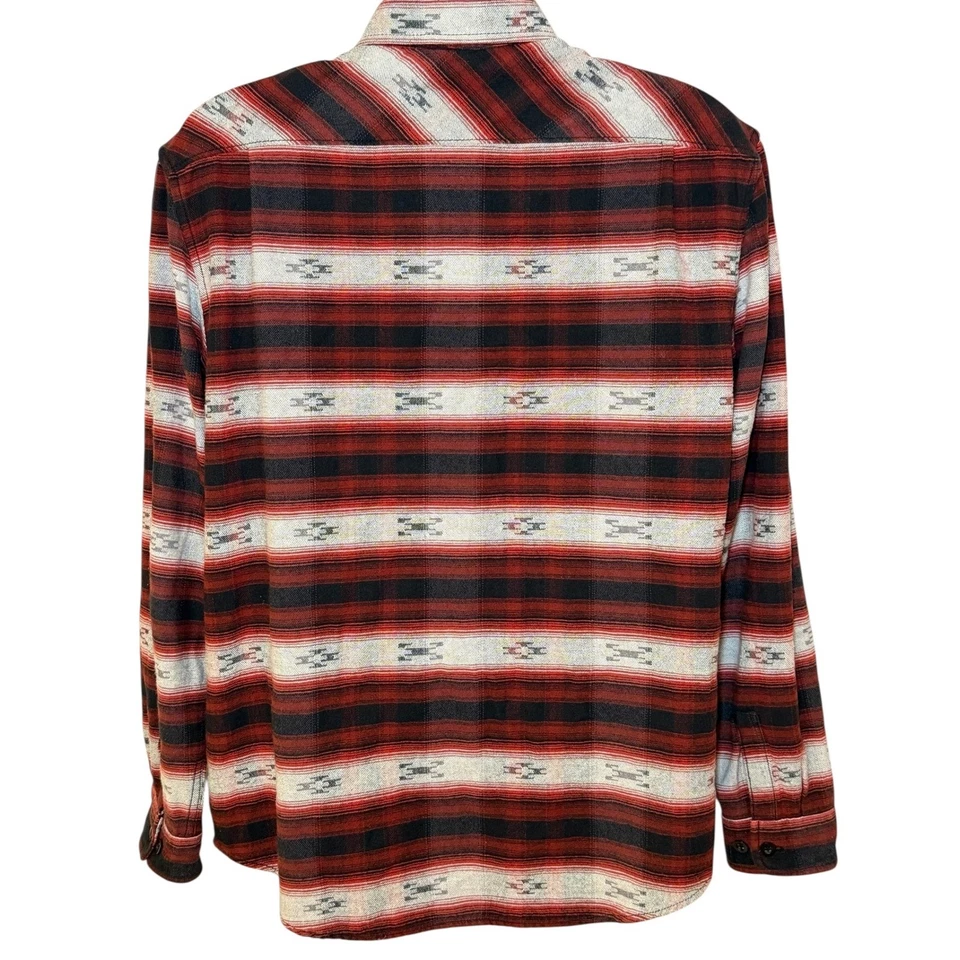 Burton Mens Flannel Shirt L Red Black Aztec Button Down Long Sleeve Snowboarding - Image 3 of 4