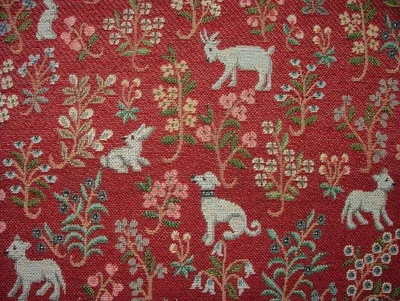 Jacobeo Jardín Animales Rojo Tapicería Tela Tapicería de Cortina Cojín 15 Metros - Imagen 1 de 4