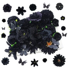 50pcs Black Artificial Flowers Bulk Silk Flowers Flower Heads for Decoration ...