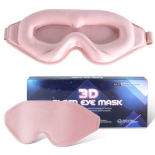 3D Sleep Mask Contoured Eye Cover Adjustable Strap Block Light Soft Memory Foam