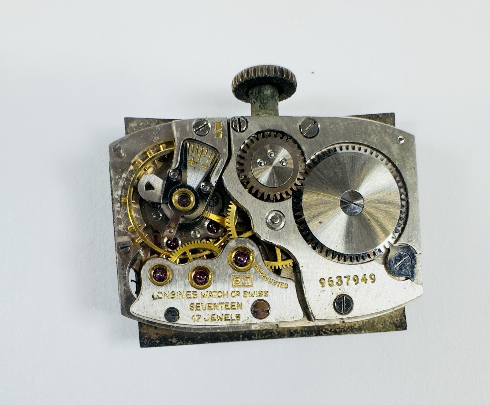 Longines 17J Rectangular Watch Movement Gold Dial… - image 2