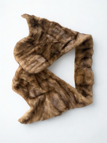 Vintage Brown Mink Fur Wrap Stole Shawl Elegant Classic Evening Accessory