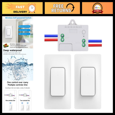 Wireless Light Switch Kit - Self-Powered Remote Control, No Wiring or Batteries,