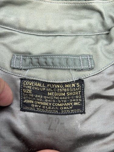 John Ownbey Company Inc. Military Flying Coverall CWU-1P Green Rayon Wool Men's