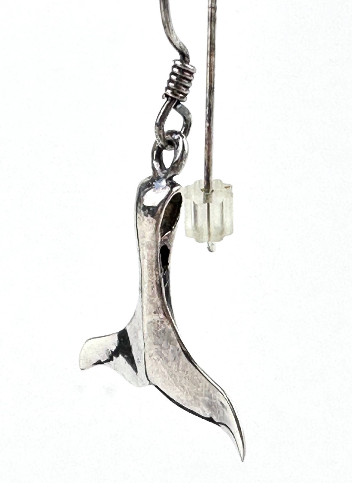 Whale Tail Solid 925 Sterling Silver Dangle Earri… - image 5