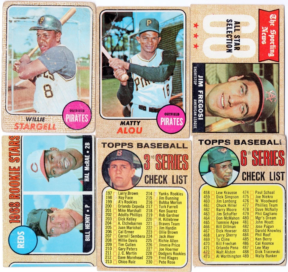 (136) Lote de beisebol 1968 Topps: Aaron, McCovey, Aparicio, Rose, Bunning, Allen - Imagem 2 de 4