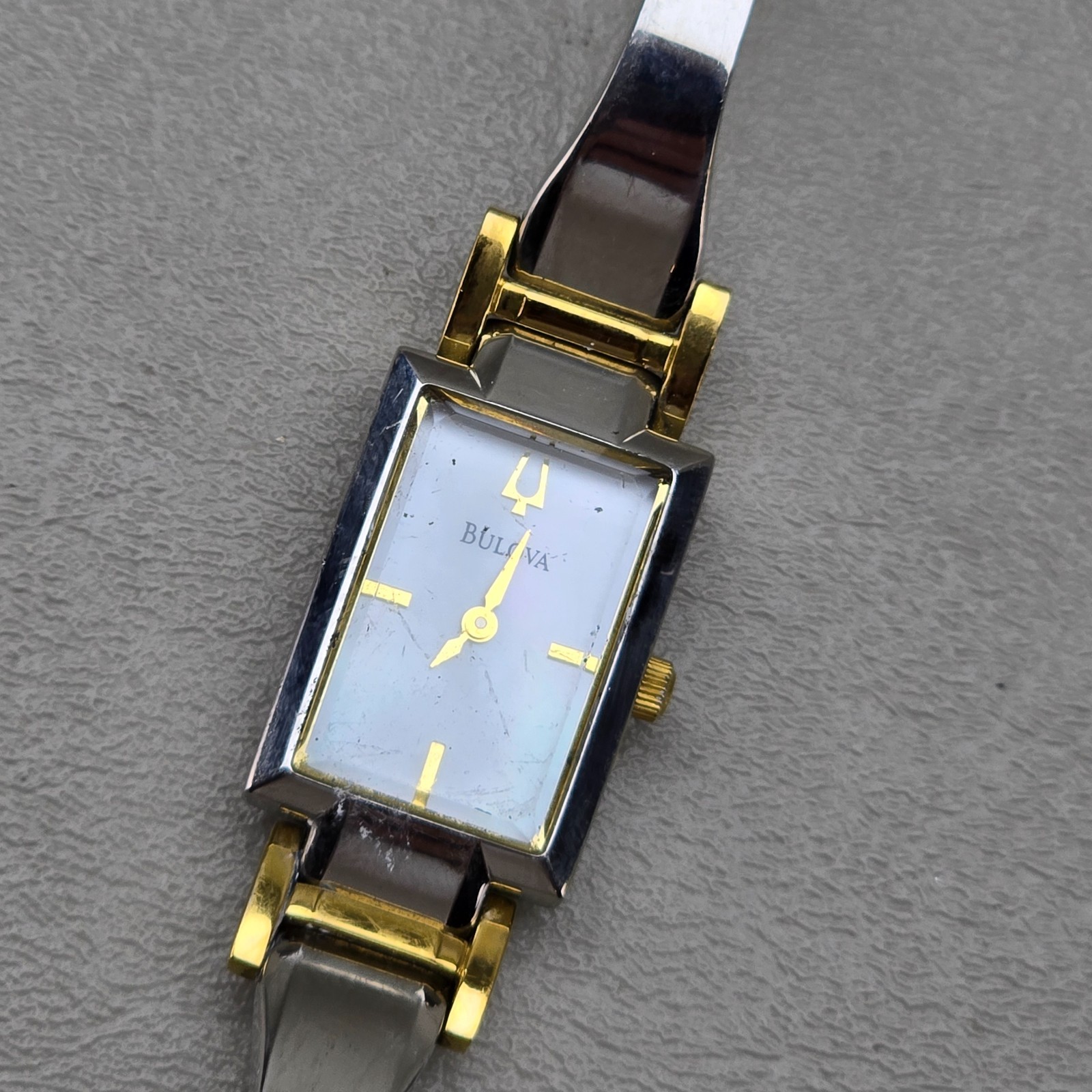 Bulova Quartz Watch Rectangular Two Tone Stainles… - image 3