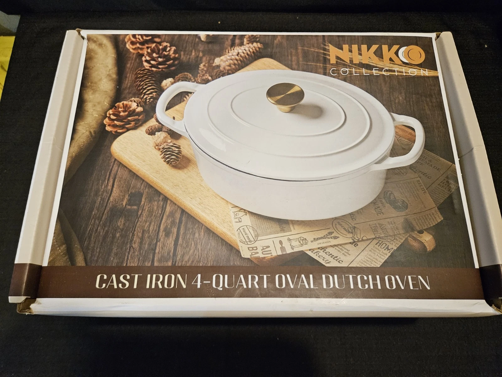 Nikko Collection Enameled Cast Iron 4-Quart Oval Dutch Oven NIB