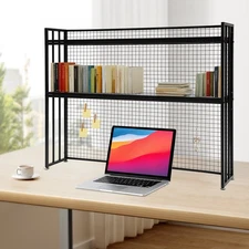 Black Desktop Bookshelf, 2-Tier Desktop Storage Rack, Desktop Storage Shelf