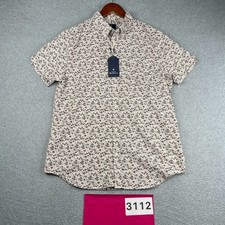 Ben Sherman Shirt Natural Flower Print Button Up Short Sleeve Men Medium NEW NWT