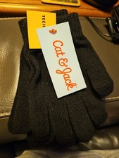 Cat  Jack Tech Touch Kids Knit Gloves 3 Pairs - One Size Stretch Black