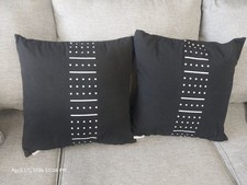 The Bohemian Nook Set Of Two Throw Pillows 16x16 Clean Soft Black And White