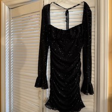 Marthea M Glitter Dress Lined Underwire Bra Ruched Both Sides