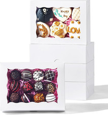 8PCS 8X6X2.5 Inch White Bakery Boxes with Window - Gift-Ready Pastry  Dessert B