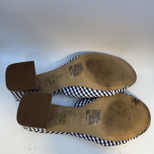 J.Crew ladies heels 10 blue white gingham slides sandals shoes knotted preppy - Picture 10 of 11