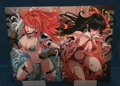 VAMPIRELLA 3 & RED SONJA 2 GODTAIL 616 Virgin Variant B Set LTD 500