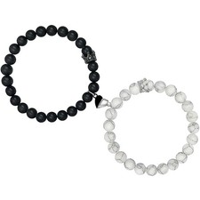 2Pcs Couple Bracelets King and Queen Crown His and Her Bracelets for Anniversary