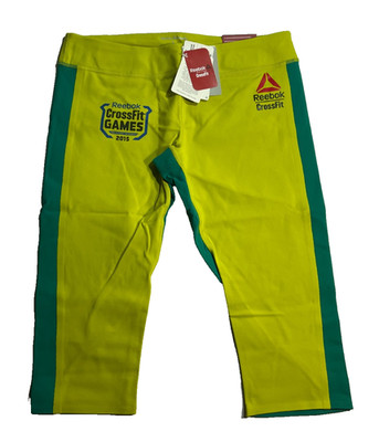 Reebok CrossFit Women's Green 2015 CrossFit Games Performance Capri Pants L NEW