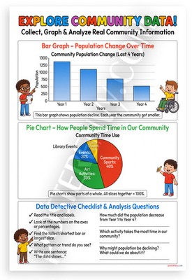 Explore Community Data Graphs Educational 12x18 Poster