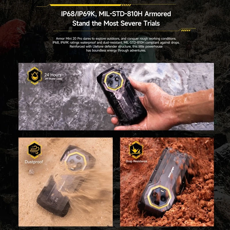 Smartphone 5G Ulefone ARMOR MINI 20 PRO Android 14 robusto externo IP68 16+256GB - Imagem 4 de 4