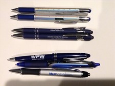 Variety of 7 Ballpoint Pens with Black  Blue Ink NEW