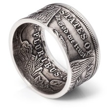 Morgan Silver Dollar Coin Ring - 1921 - "Tails" - Patina Finish