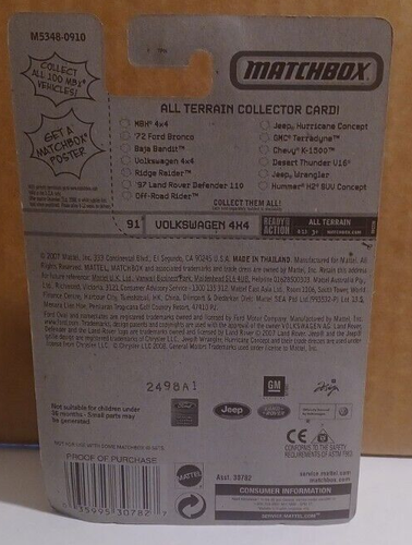MATCHBOX Volkswagen 4x4 All Terrain Ready For Action Diecast - Picture 2 of 2