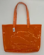 Clinique Orange Clear XL Tote Bag 12.75" Travel Beach Gym Shopping Bag