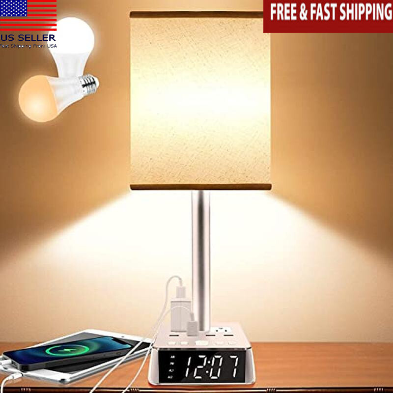 Table Lamp W/ 4 USB Ports AC Outlets Elegant Design Portable Superior Lighting-image