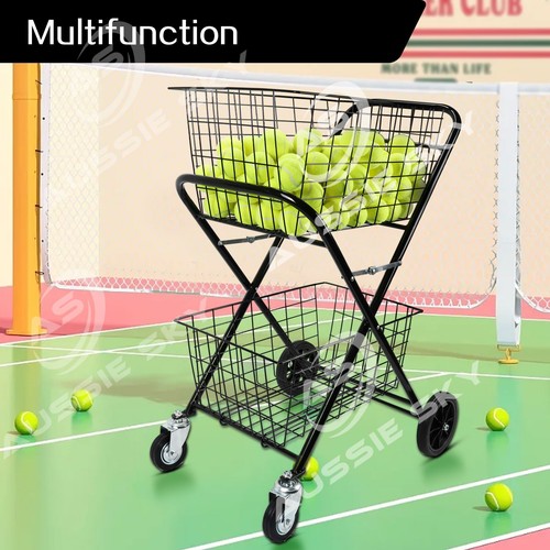 Heavy Duty Double Basket Shopping Trolley Collapsible Folding Tennis Ball Cart - Picture 5 of 5