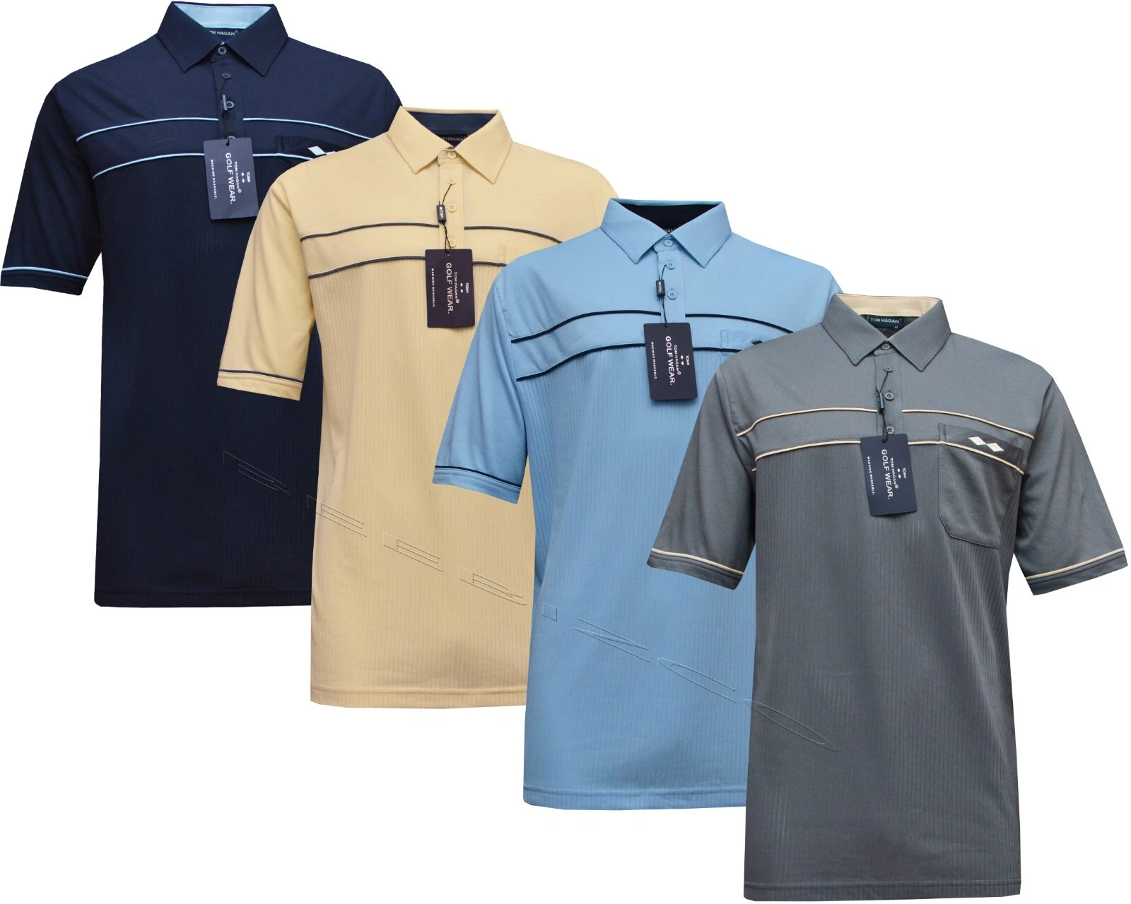 Short Sleeve Polo Shirt Poly Cotton Casual Golf Top with Pocket by Tom Hagan
Opens in a new window o