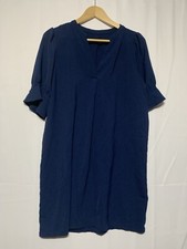 Women’s Blue Medium Popover Dress Short Sleeve Vneck