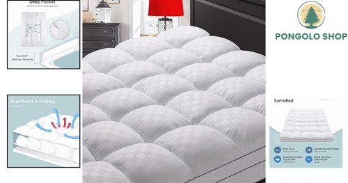 Queen Cooling Mattress Protector - 8-2 Inch Deep Pocket & Overfilled Comfort - Picture 2 of 9