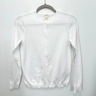 J. Crew Crewcuts Girls Cardigan Size XL 12-14 Crisp Bright White Cotton Summer