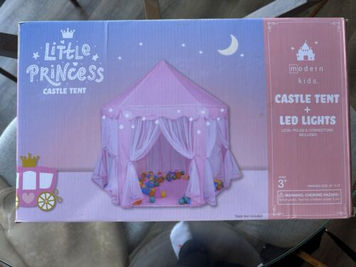 Pink Princess Castle House Indoor/Outdoor Kids Play Tent for Girls w Star Lights
