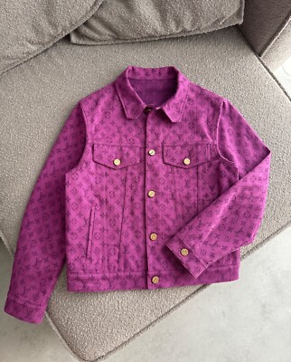 Men's Authentic LOUIS VUITTON Monogram Denim Trucker Jacket RARE