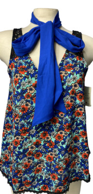 Belle du Jour Blouse Juniors size Medium Floral Lace Sleeveless Tie New